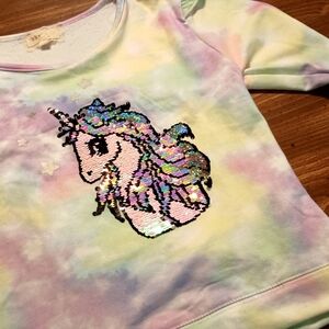 RAINBOW UNICORN LS TEE - Girls 12 // Sequin T-shirt bkind btween cute fashion